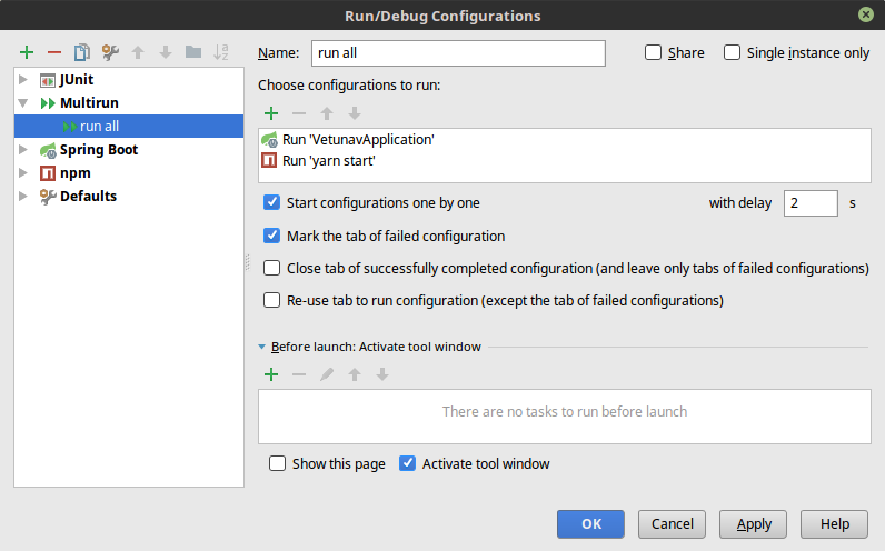 Multirun configuration